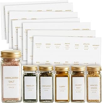 Talented Kitchen 140 Pack Minimalist Spice Jar Labels, Gold Text - Spice Label Set