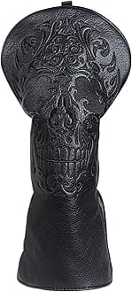 Skull Skeleton Black Golf Club Head Covers Headcover for Woods Driver and Hybrids Irons