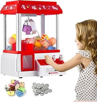 Claw Machine for Kids Toy Mini Arcade Machine Candy Grabber Prize Dispenser Vending Machine Arcade Game Machines for Home Party Christmas Birthday Gifts Cool Girl Toys