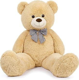 MorisMos Giant Teddy Bear 4 Feet, Cute Big Huge Teddy Bear Plush 47inch Stuffed Animal, Classic Girlfriend Boyfriend Birthday Gift Baby Shower Decorations, Brown