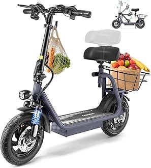 Peak 1200W/800W Electric Scooter with Seat, 30 Miles Max Range, Electric Scooter Adults, Up to 20MPH Foldable Escooter with Kid Seat,Key Start Adjustable E-Scooter