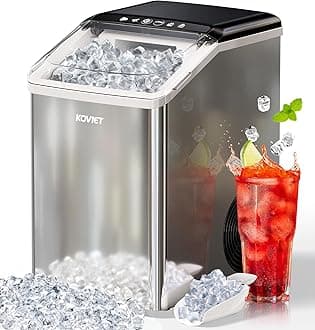 Nugget Ice Makers Countertop, Soft Pebble Ice Machine, Chewable Crushed Pellet Ice 42lbs/Day, Self-Cleaning Drainpipe Ice Maker for Party, Home, Kitchen, Bar, Office, Silver Gray